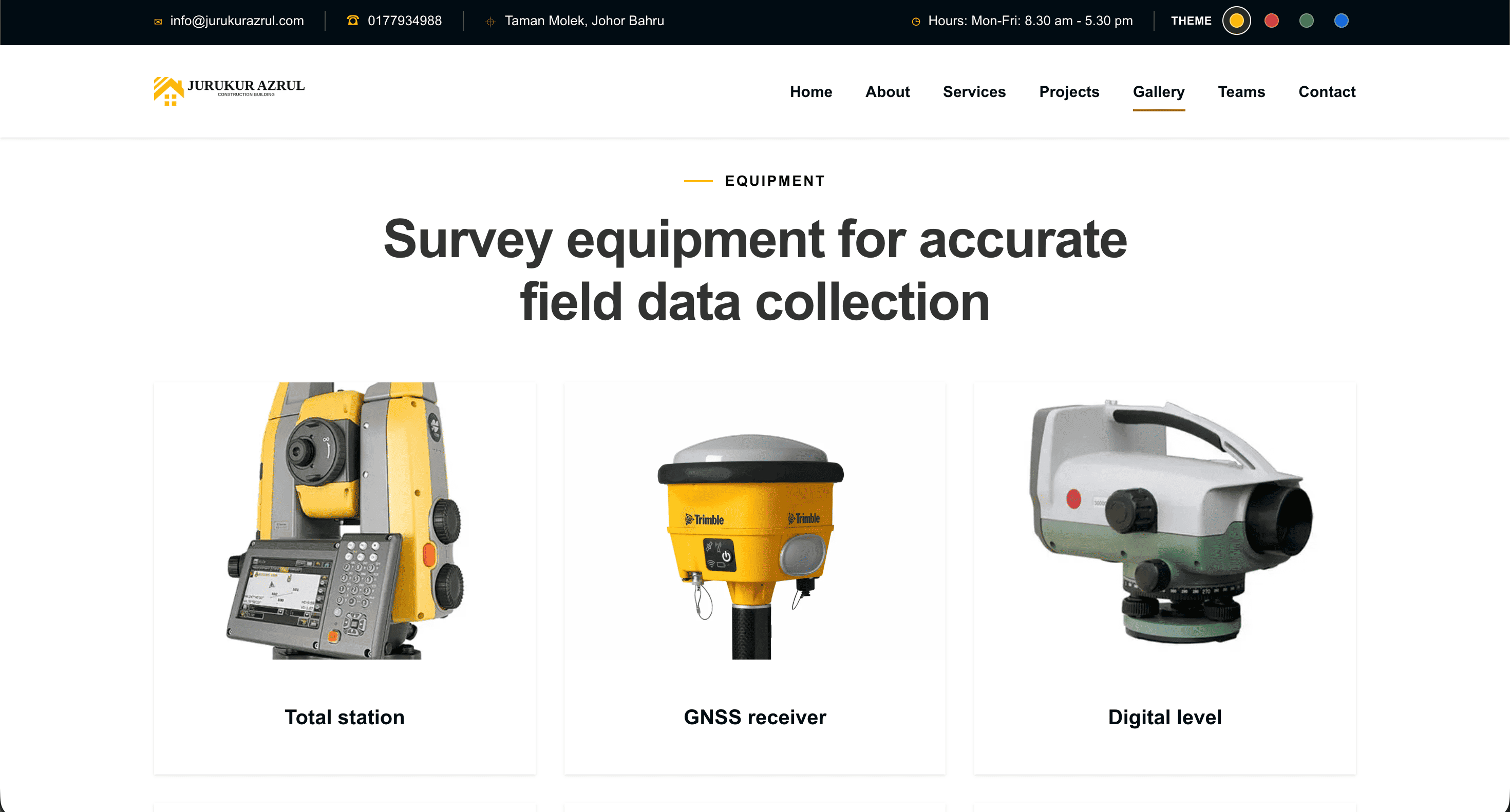 Detailed survey service workflow and equipment gallery